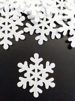 24 weiße Filz Schneeflocken Kristall